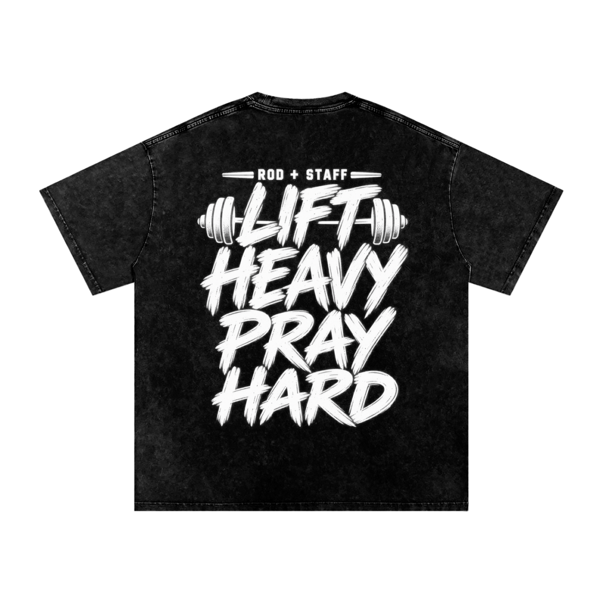 Lift Heavy Pray Hard - Snow Washed Oversized Cotton T-Shirt